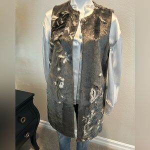 Elile Tahari long fur vest